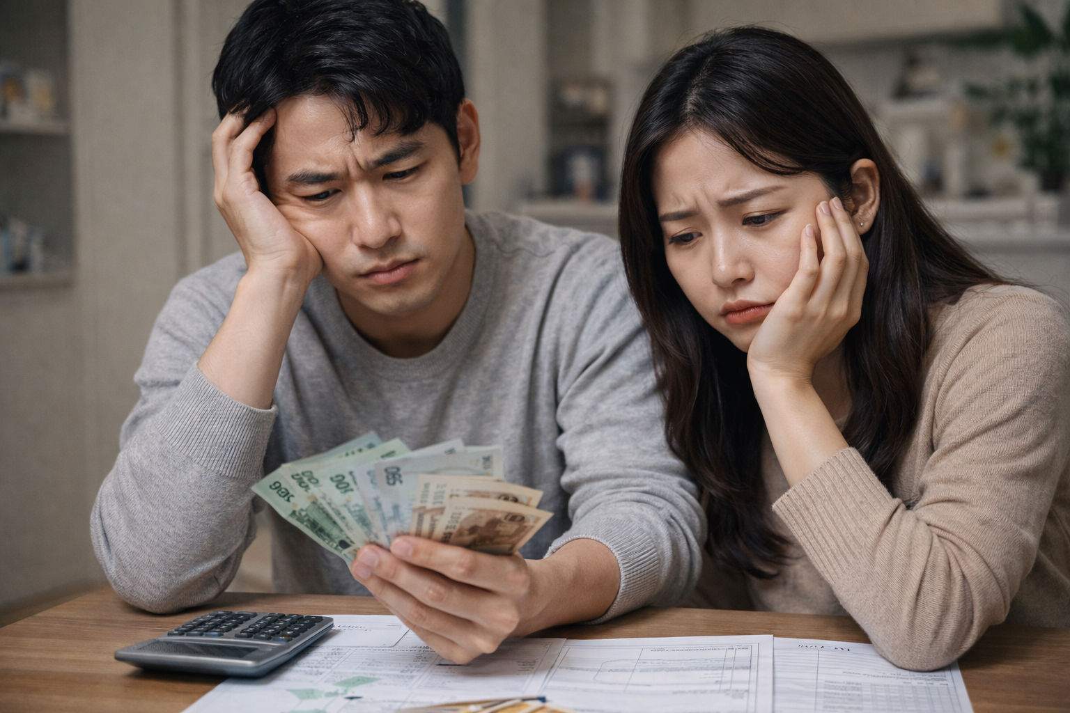 고정비 나가는걸 고민 하는 모습